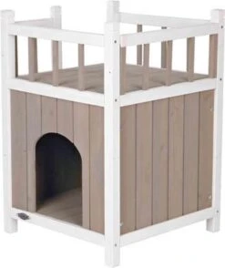 Trixie Kattenhuis Cat's Home Met Balkon Grijs / Wit - 45X65X45 CM -Winkel Voor Kattenbenodigdheden 1009x1200 3