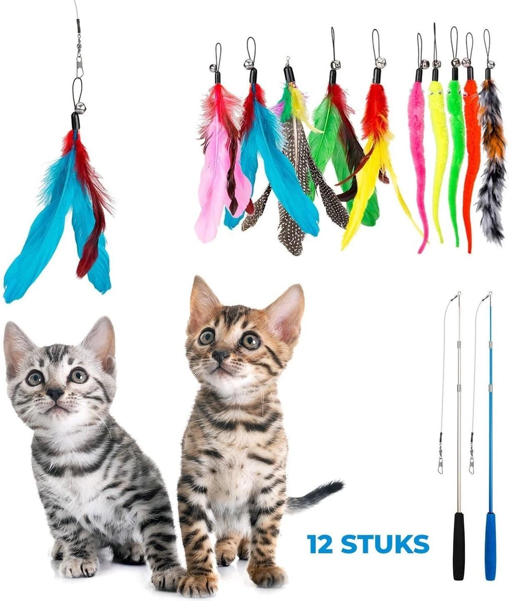 Merkloos 2 Kattenhengels Met 10 Speeltjes – Bewegende Kattenspeeltjes Met Veren En Belletjes – Interactieve Kattenspeelgoed Voor Kittens – Cat Toys 3 Merkloos 2 Kattenhengels Met 10 Speeltjes – Bewegende Kattenspeeltjes Met Veren En Belletjes – Interactieve Kattenspeelgoed Voor Kittens – Cat Toys