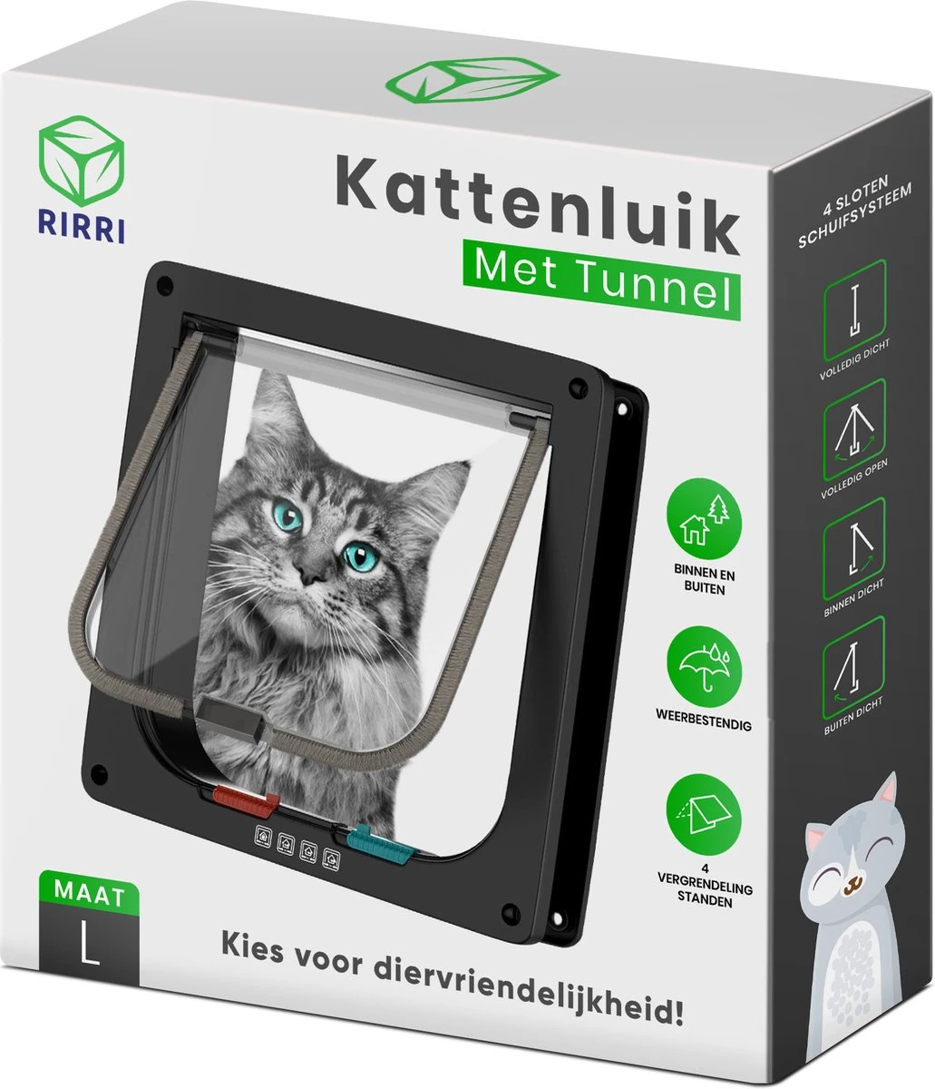 Rirri Kattenluik Met Tunnel - 4 Vergrendelingsstanden - Weerbestendig - Binnen En Buiten - Grote Kat - Maat L - Wit - 25,5 X 23.5 Cm 10 Rirri Kattenluik Met Tunnel - 4 Vergrendelingsstanden - Weerbestendig - Binnen En Buiten - Grote Kat - Maat L - Wit - 25,5 X 23.5 Cm - Afbeelding 8