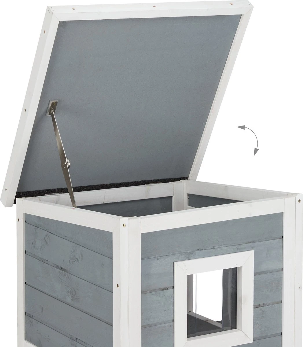 Relaxdays Kattenhuis Buiten - Groot Kattenhok Binnen - Hoog Kattenmeubel Grijs Hout - Tuin 10 Relaxdays Kattenhuis Buiten - Groot Kattenhok Binnen - Hoog Kattenmeubel Grijs Hout - Tuin - Afbeelding 8