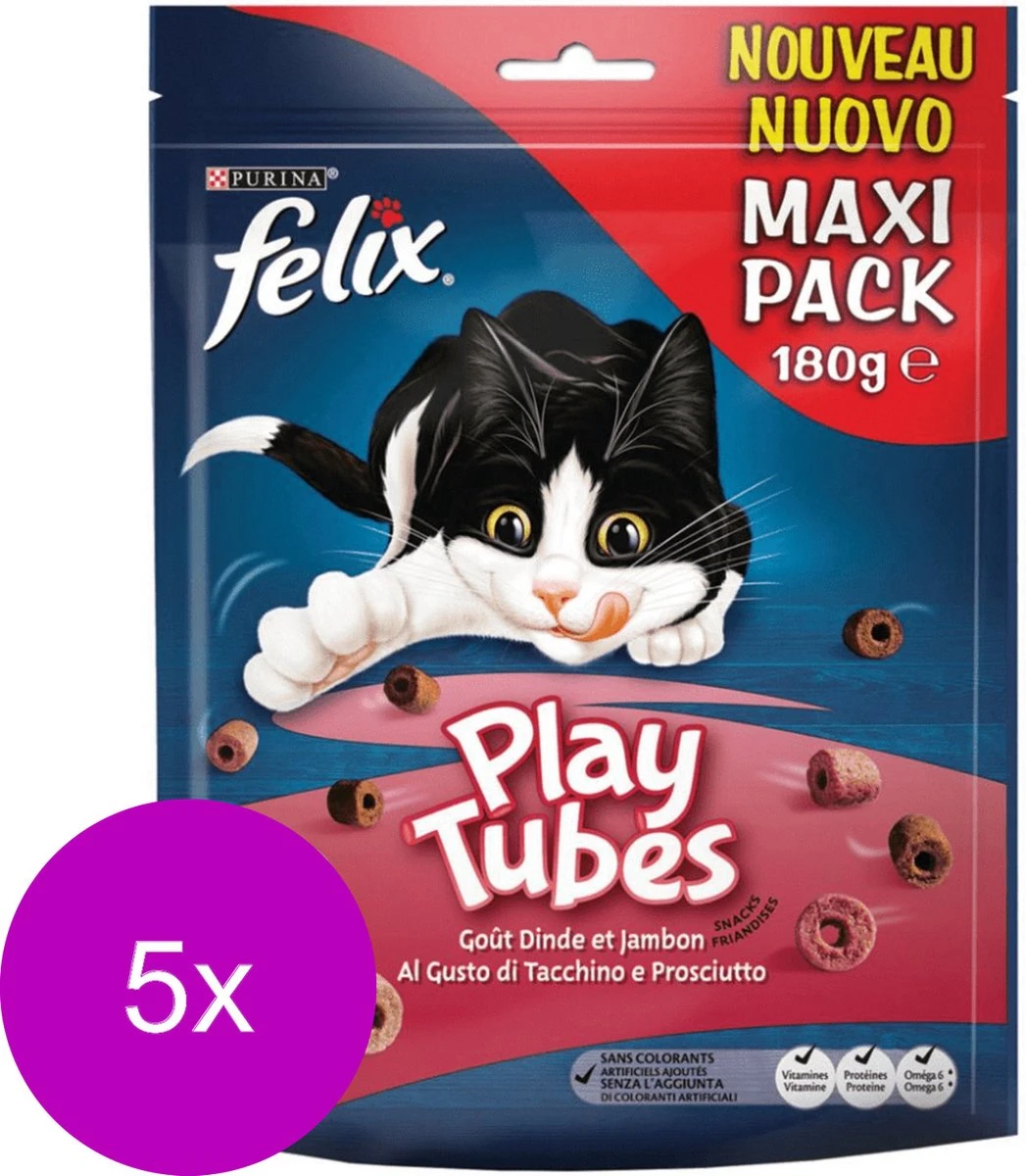 Felix PlayTubes - Kattensnacks Kalkoen & Ham - 5 X 180g 8 Felix PlayTubes - Kattensnacks Kalkoen & Ham - 5 X 180g - Afbeelding 6