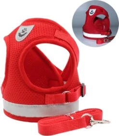 Merkloos Verstelbaar Kattentuigje Reflecterend - Kattenharnas - Kattentuig Met Looplijn - Rood - Maat S