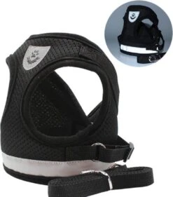 Merkloos Kattentuigje Met Looplijn | Zwart Kattenharnas| Easy Step In | Kattenriem | Kattenlijn | Kattentuig | Maat M