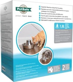 PetSafe® Seaside Stainless Steel Pet Fountain - RVS Drinkfontein Voor Katten En Kleine Honden - Water Borrelt Zacht Over De Toren - Door Het Design Van Alle Kanten Bereikbaar - 1,8 Liter - PetSafe Seaside -Winkel Voor Kattenbenodigdheden 1061x1200 1