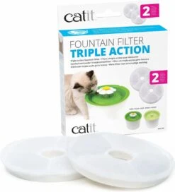 Catit Filters Triple Action 2 Pack - Kanttendrinkbak - 4 X 14.5 X 17.5 Cm Wit -Winkel Voor Kattenbenodigdheden 1089x1200