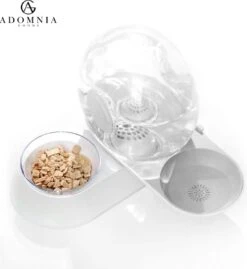 AdomniaGoods - Automatische Katten Voerbak - Antislip Honden Voerbak - Unique Transparant/grijs Design - Altijd Hygiënisch Schoon Water!