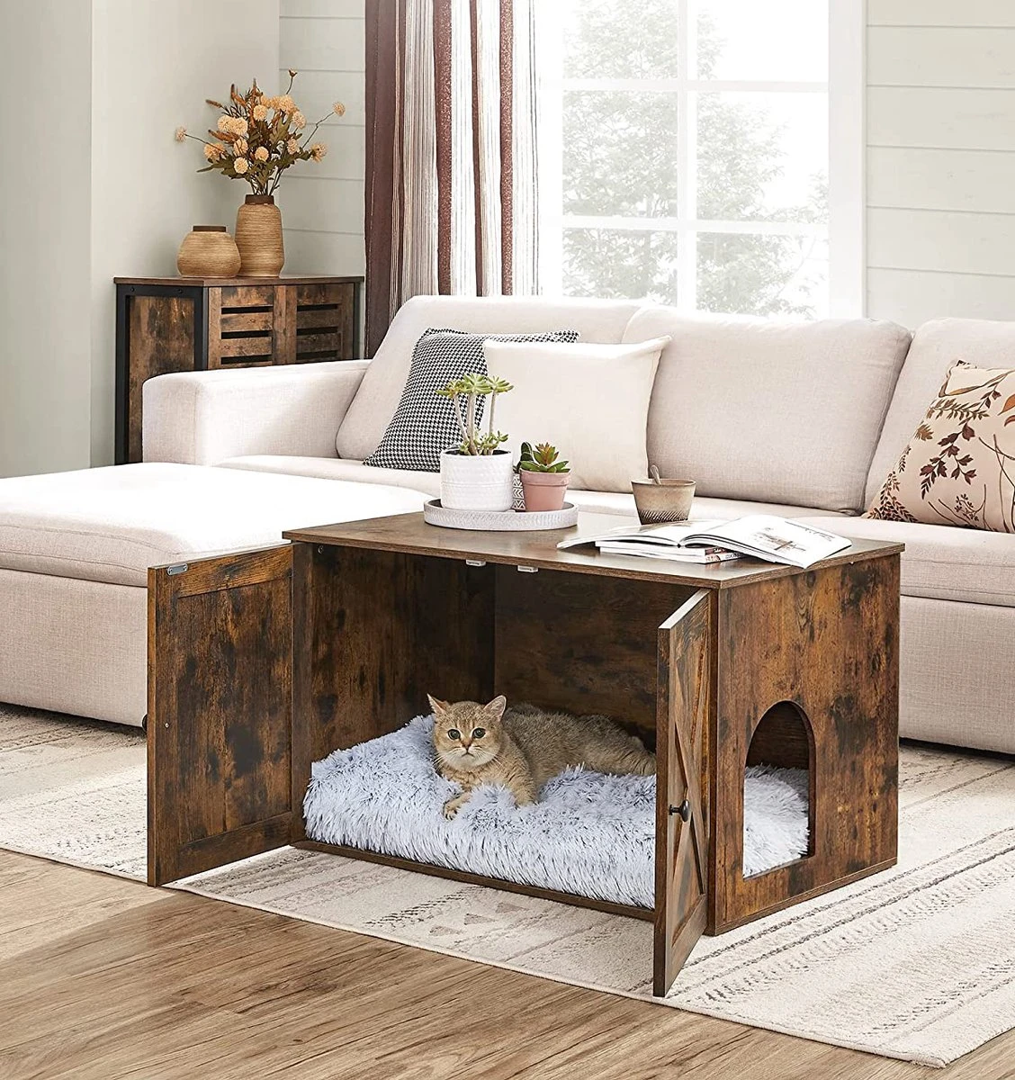 Kattenbak Kast, Kattentoilet, Vintage 4 Kattenbak Kast, Kattentoilet, Vintage - Afbeelding 2