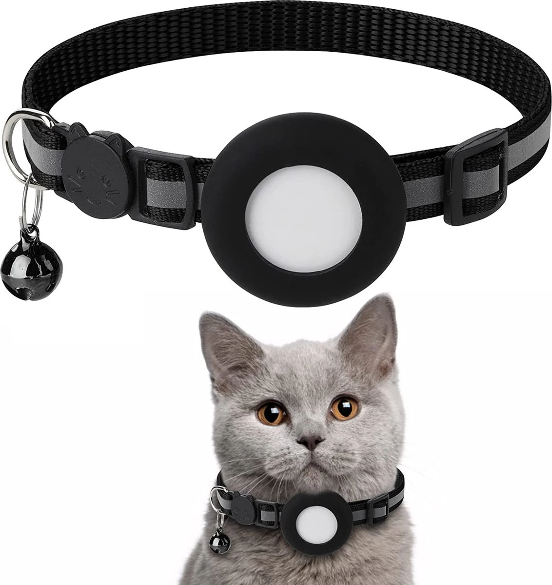 YONO Katten Halsband Geschikt Voor Apple Airtag - Kattenbandje Met Belletje En Reflecterend - GPS Kat - Zwart 3 YONO Katten Halsband Geschikt Voor Apple Airtag - Kattenbandje Met Belletje En Reflecterend - GPS Kat - Zwart