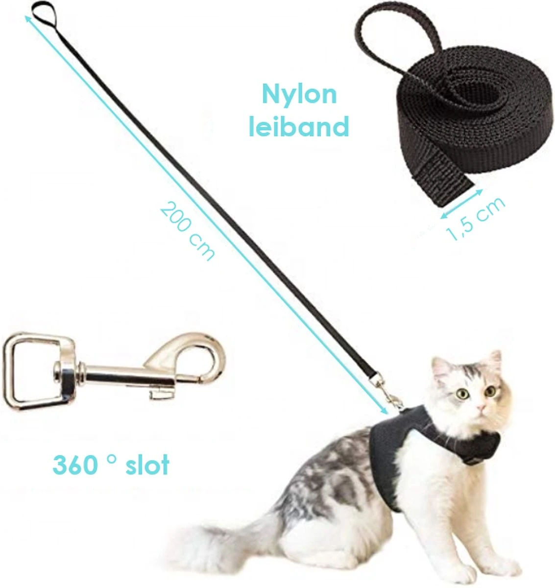 Kattentuigje Met Leiband Riem Kattenharnas Geel Maat L Kat & Kitten - Dieren Kattenriem - Cat Leash - Halsomvang 24 Tot 33cm - Borstomvang 36 Tot 41cm - Zootic® 7 Kattentuigje Met Leiband Riem Kattenharnas Geel Maat L Kat & Kitten - Dieren Kattenriem - Cat Leash - Halsomvang 24 Tot 33cm - Borstomvang 36 Tot 41cm - Zootic® - Afbeelding 5