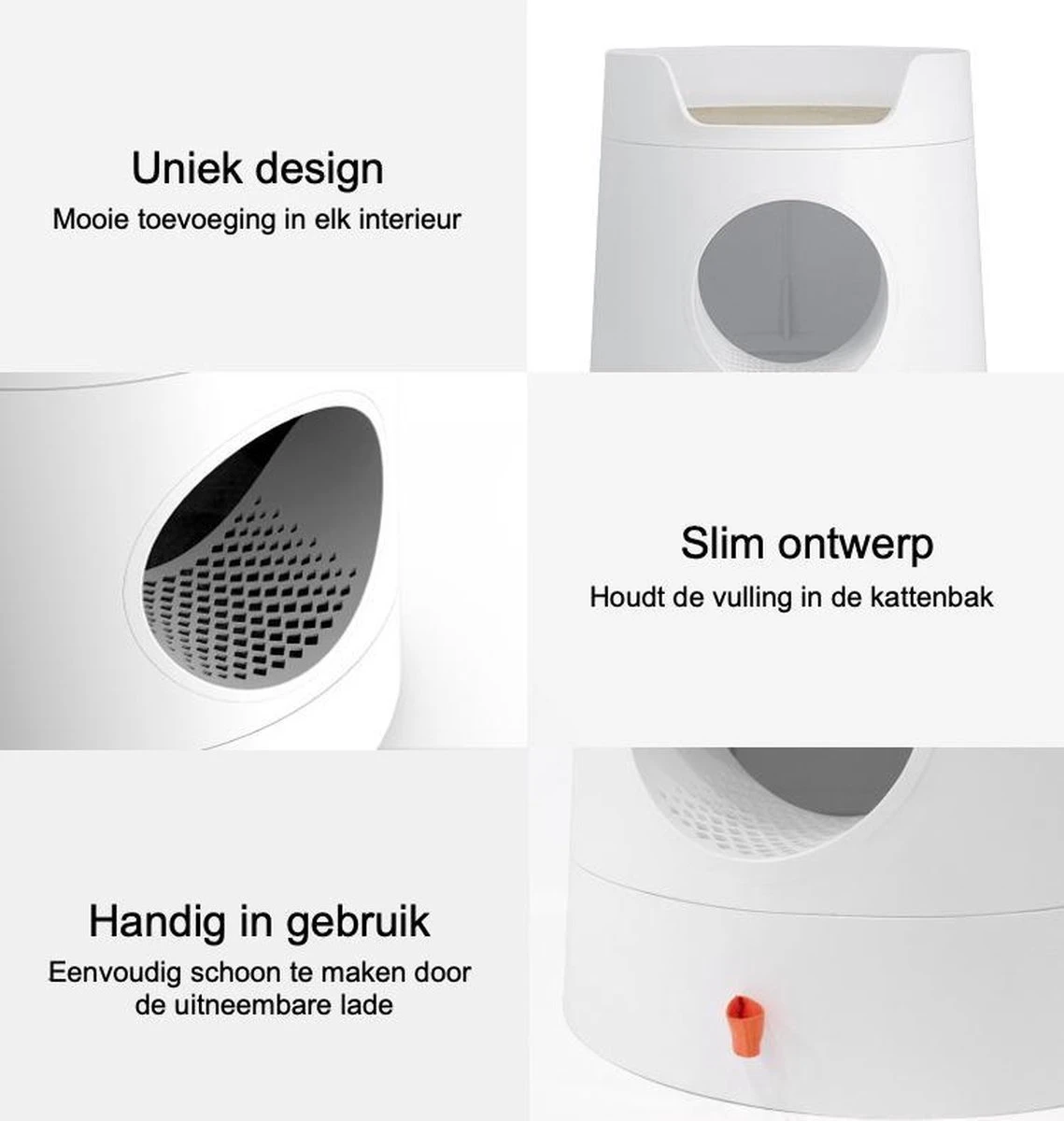 A Sunny Day Kattenbak Met Lade, Bedje En Krabplank - Inclusief Schepje - Design Kattenbak - Wit - Dichte Kattenbak - Kattenbak Gesloten 6 A Sunny Day Kattenbak Met Lade, Bedje En Krabplank - Inclusief Schepje - Design Kattenbak - Wit - Dichte Kattenbak - Kattenbak Gesloten - Afbeelding 4