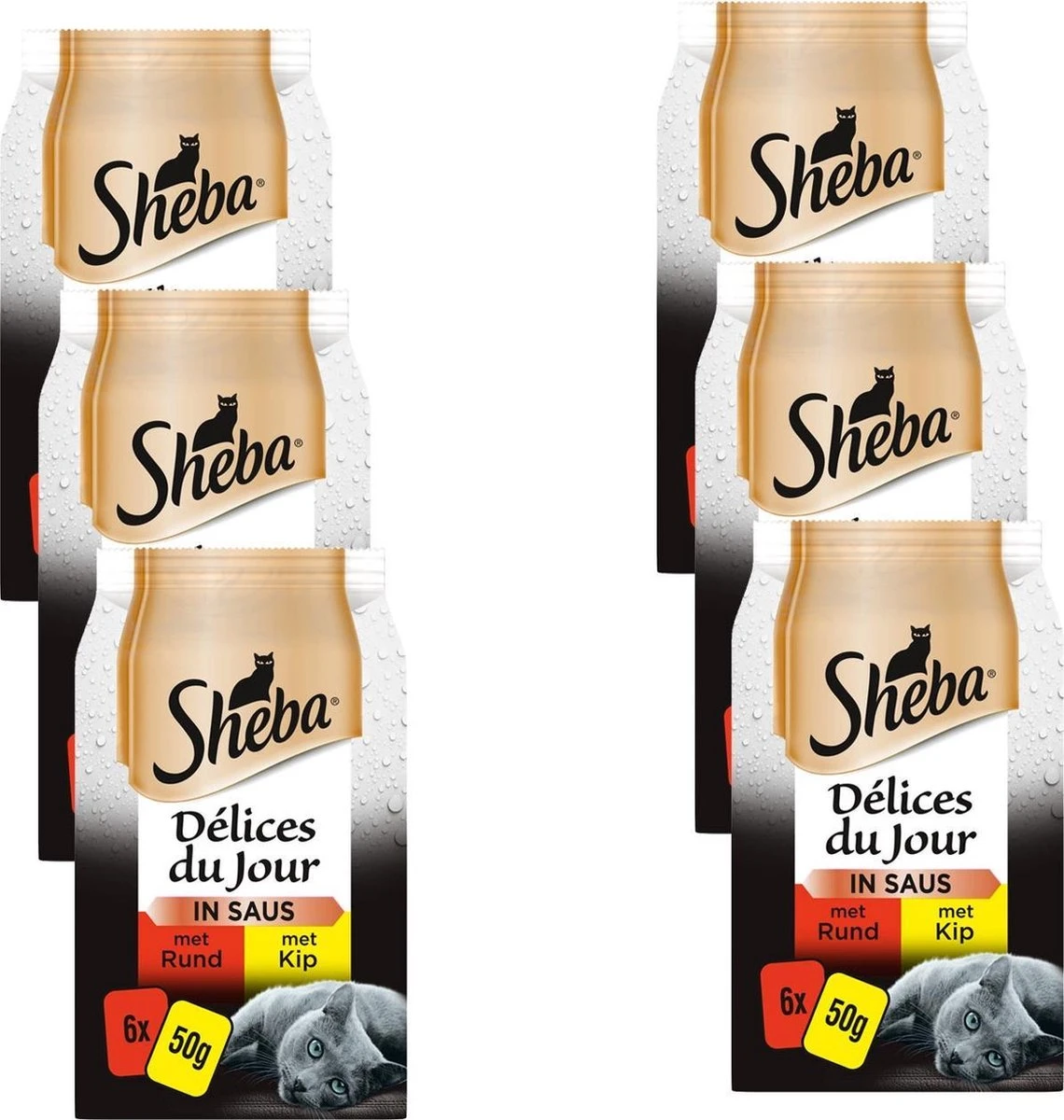 Sheba Delices Du Jour In Saus Katten Natvoer - Rund & Kip - 36 X 50 Gr 4 Sheba Delices Du Jour In Saus Katten Natvoer - Rund & Kip - 36 X 50 Gr - Afbeelding 2
