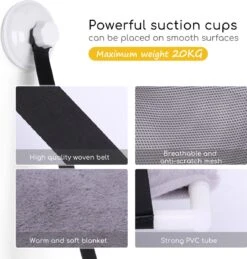 Nobleza 40AG6 - Kattenhangmat - Hangmat Kat - 60x32cm - Kattenhangmat Raam – Kattenbed - Kattenhangmand - Kattenkussen - Grijs -Winkel Voor Kattenbenodigdheden 1146x1200 5