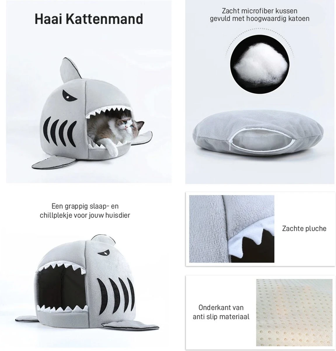 MikaMax Haai Hondenmand - Kattenmand - Dierenmand - Huisdierkussen - Mand Of Bed - Origineel - Extra Zacht Materiaal - 42 X 42 X 36 Cm 12 MikaMax Haai Hondenmand - Kattenmand - Dierenmand - Huisdierkussen - Mand Of Bed - Origineel - Extra Zacht Materiaal - 42 X 42 X 36 Cm - Afbeelding 10