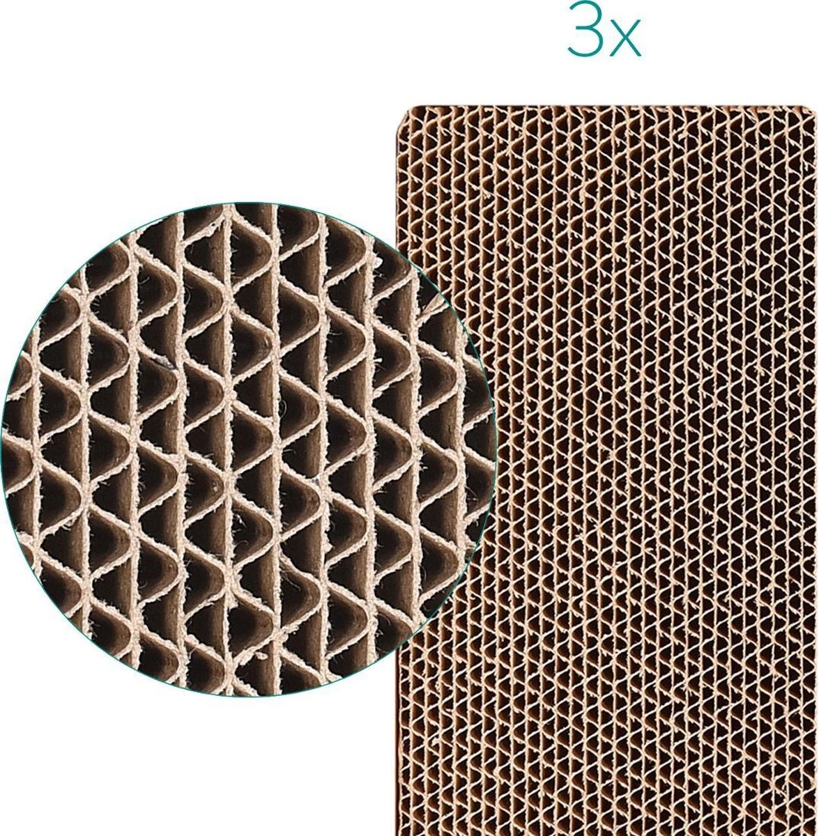 Navaris Kartonnen Krabplanken Voor Katten - Krabkarton Set Van 3 Stuks - 3 Krabmatten - Katten Karton Voor Ontspanning En Spelen 7 Navaris Kartonnen Krabplanken Voor Katten - Krabkarton Set Van 3 Stuks - 3 Krabmatten - Katten Karton Voor Ontspanning En Spelen - Afbeelding 5