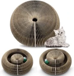 Kattenspeelgoed - Ronde, Opvouwbare En Vervormbare Krabmat Voor Katten Met Bal Met Belletjes Van Golfkartonpapier - Interactief Krabspeelgoed Voor Katten -Winkel Voor Kattenbenodigdheden 1175x1200 7