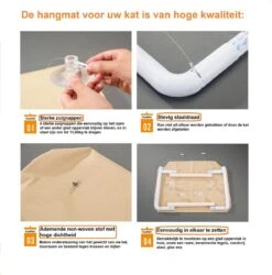 Merkloos Kattenhangmat Voor Raam - Hangmat Kat - Kattenmat - Kattenmand Raam - Kattenmand - Kattenspeeltjes - Beige - Voor Grote & Kleine Katten - Tot 20 KG -Winkel Voor Kattenbenodigdheden 1186x1200 11