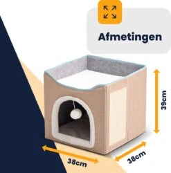 MIRO Katten Huis - Kattenhuizen - Kattenhok - Kattenmand - Dierenhuis - Opvouwbaar - Met Krabmat - Abrikoos -Winkel Voor Kattenbenodigdheden 1186x1200 13