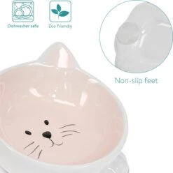 Navaris Voerbakjes Voor Katten - Set Van 2 Voer- En Waterbakken - Etensbak Van Keramiek - Met Antislip Voetjes - Kattenvorm - Roze/Groen -Winkel Voor Kattenbenodigdheden 1194x1200 3