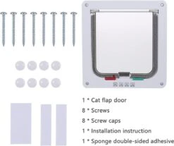 DOWO® - Kattenklep - Kattenluik - Kattenluikje - 4-weg Magneetsluiting Huisdierklep, Eenvoudige Installatie Kattendeur Huisdierendeur Aan De Muur, Houten Deur, Upvc Binnendeur, Baksteenwanden, Houten Deuren (M - Buitenmaat 19 X20 Cm) -Winkel Voor Kattenbenodigdheden 1200x1007 3