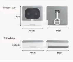 Kattenbak | 2 Ingangen | Opening Bovenkant En Onder | Inklapbaar | Grijs -Winkel Voor Kattenbenodigdheden 1200x1013