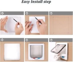 DOWO® - Kattenklep - Kattenluik - Kattenluikje - 4-weg Magneetsluiting Huisdierklep, Eenvoudige Installatie Kattendeur Huisdierendeur Aan De Muur, Houten Deur, Upvc Binnendeur, Baksteenwanden, Houten Deuren (M - Buitenmaat 19 X20 Cm) -Winkel Voor Kattenbenodigdheden 1200x1027