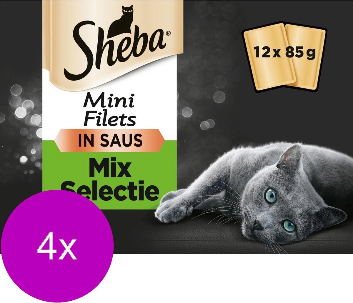 Sheba Multipack Mini Filets Chef Pouch - Kattenvoer - 4 X 12x85 G 4 Sheba Multipack Mini Filets Chef Pouch - Kattenvoer - 4 X 12x85 G - Afbeelding 2
