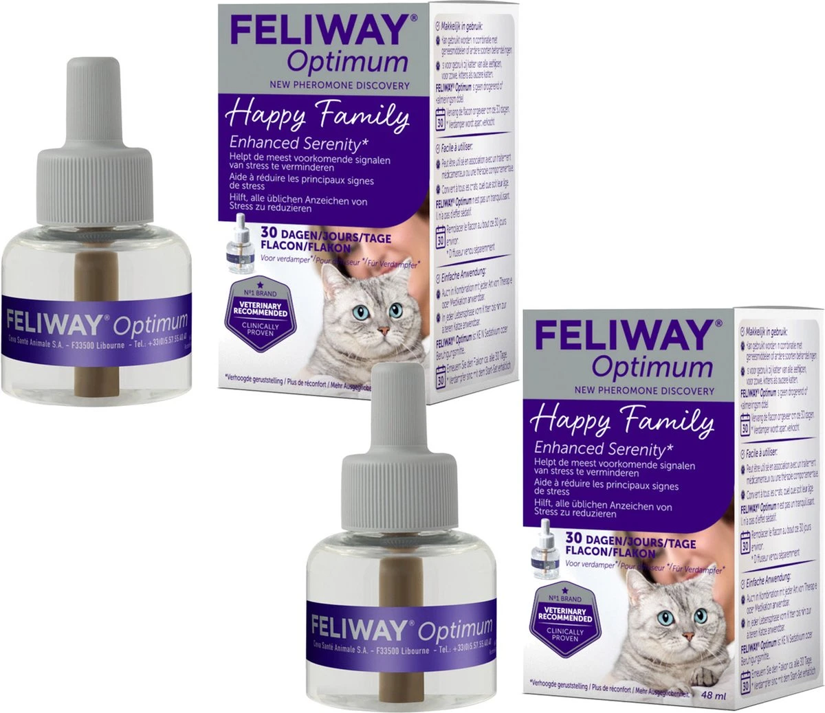 Feliway Optimum Navulling - Anti Stressmiddel - 2 X 48 Ml Kat 3 Feliway Optimum Navulling - Anti Stressmiddel - 2 X 48 Ml Kat