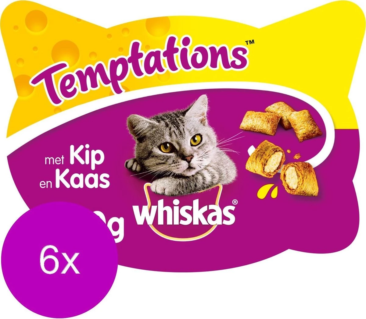 Whiskas Temptations 60 G - Kattensnack - 6 X Kip&Kaas 4 Whiskas Temptations 60 G - Kattensnack - 6 X Kip&Kaas - Afbeelding 2