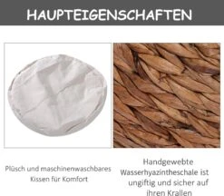 PawHut Kattenmand Rotan Kattennest Kattenbed Met Kussen Huisdierbed Bruin D30-104 -Winkel Voor Kattenbenodigdheden 1200x1050 1