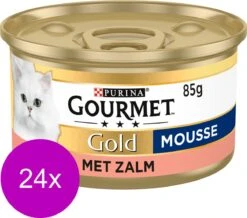 Gourmet Gold Mousse - Kattenvoer Natvoer - Zalm - 24 X 85 Gr -Winkel Voor Kattenbenodigdheden 1200x1059