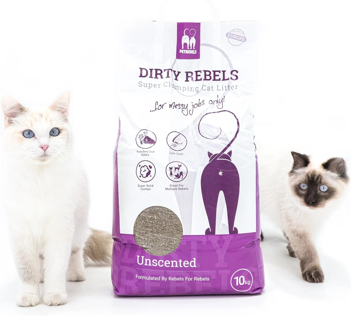 Dirty Rebels Kattenbakvulling - 10 L - Geurloos / Zonder Geur - Sterk Klontvormend - Stofvrij - 100% Natuurlijk - Premium Kwaliteit Van Petrebels 3 Dirty Rebels Kattenbakvulling - 10 L - Geurloos / Zonder Geur - Sterk Klontvormend - Stofvrij - 100% Natuurlijk - Premium Kwaliteit Van Petrebels