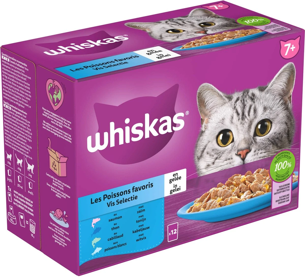 Whiskas 7+ Natvoer - Vis - Selectie In Gelei - Maaltijdzakjes 48 X 85 G 4 Whiskas 7+ Natvoer - Vis - Selectie In Gelei - Maaltijdzakjes 48 X 85 G - Afbeelding 2