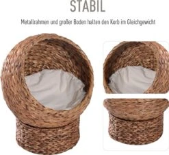 PawHut Kattenmand Rotan Kattennest Kattenbed Met Kussen Huisdierbed Bruin D30-104 -Winkel Voor Kattenbenodigdheden 1200x1096 7