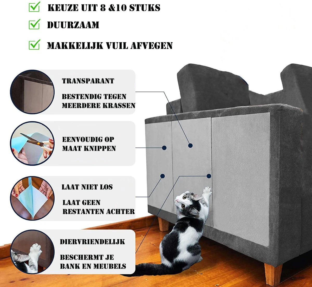 Anti Krab Katten - Kattenspeeltjes - Catnip - Anti Krab Vellen - Krabplanken - Hond - Katten - Krabpaal - 8 Stuks 10 Anti Krab Katten - Kattenspeeltjes - Catnip - Anti Krab Vellen - Krabplanken - Hond - Katten - Krabpaal - 8 Stuks - Afbeelding 8