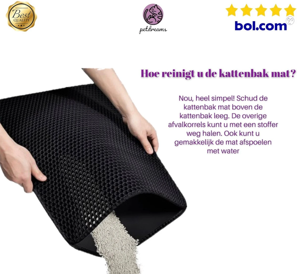 Professionele Kattenbakmat + Cadeau – Schoonloopmat Kattenbak – Katten Grit Opvanger – Dubbele Waterdichte Laag – Uitloopmat Kattenbak – Kattenverzorging – Kattenbak Accessoires - Gritmat – Kat Benodigdheden 6 Professionele Kattenbakmat + Cadeau – Schoonloopmat Kattenbak – Katten Grit Opvanger – Dubbele Waterdichte Laag – Uitloopmat Kattenbak – Kattenverzorging – Kattenbak Accessoires - Gritmat – Kat Benodigdheden - Afbeelding 4