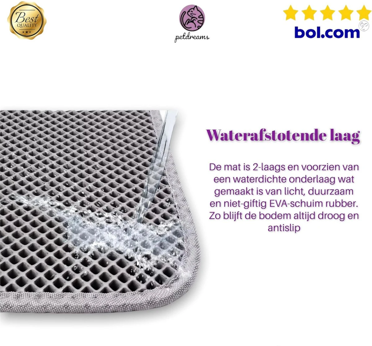 Professionele Kattenbakmat + Cadeau – Schoonloopmat Kattenbak – Katten Grit Opvanger – Dubbele Waterdichte Laag – Uitloopmat Kattenbak – Kattenverzorging – Kattenbak Accessoires - Gritmat – Kat Benodigdheden 5 Professionele Kattenbakmat + Cadeau – Schoonloopmat Kattenbak – Katten Grit Opvanger – Dubbele Waterdichte Laag – Uitloopmat Kattenbak – Kattenverzorging – Kattenbak Accessoires - Gritmat – Kat Benodigdheden - Afbeelding 3