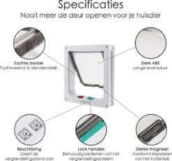 Merkloos Kattenluik - Inclusief Tunnel - 4 Vergendelingsstanden - Wit - Waterdicht - 23 X 25 X 5.5 Cm 16 Merkloos Kattenluik - Inclusief Tunnel - 4 Vergendelingsstanden - Wit - Waterdicht - 23 X 25 X 5.5 Cm -Winkel Voor Kattenbenodigdheden 1200x1117 6