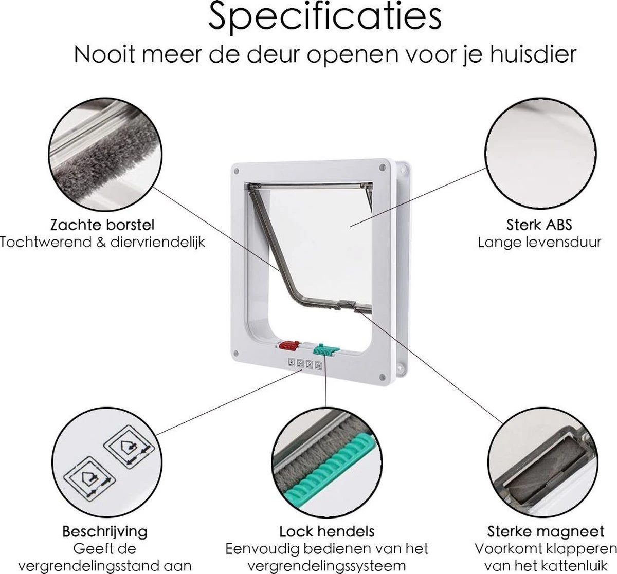 Merkloos Kattenluik - Inclusief Tunnel - 4 Vergendelingsstanden - Wit - Waterdicht - 23 X 25 X 5.5 Cm 8 Merkloos Kattenluik - Inclusief Tunnel - 4 Vergendelingsstanden - Wit - Waterdicht - 23 X 25 X 5.5 Cm - Afbeelding 6