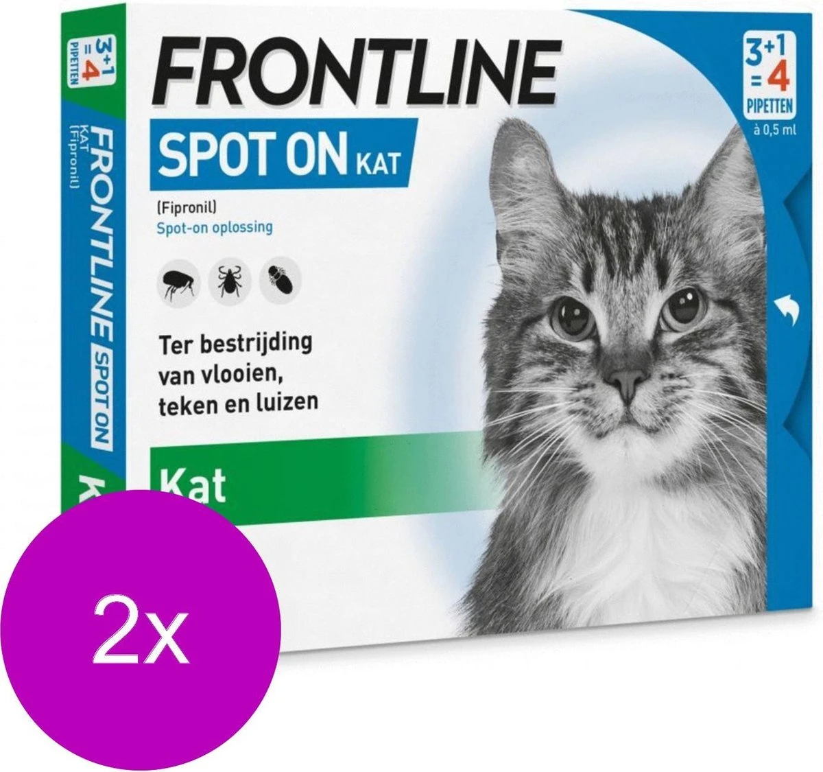 Frontline Spot On Kat - Anti Vlooien En Tekenmiddel - 2 X 4 Pip 4 Frontline Spot On Kat - Anti Vlooien En Tekenmiddel - 2 X 4 Pip - Afbeelding 2