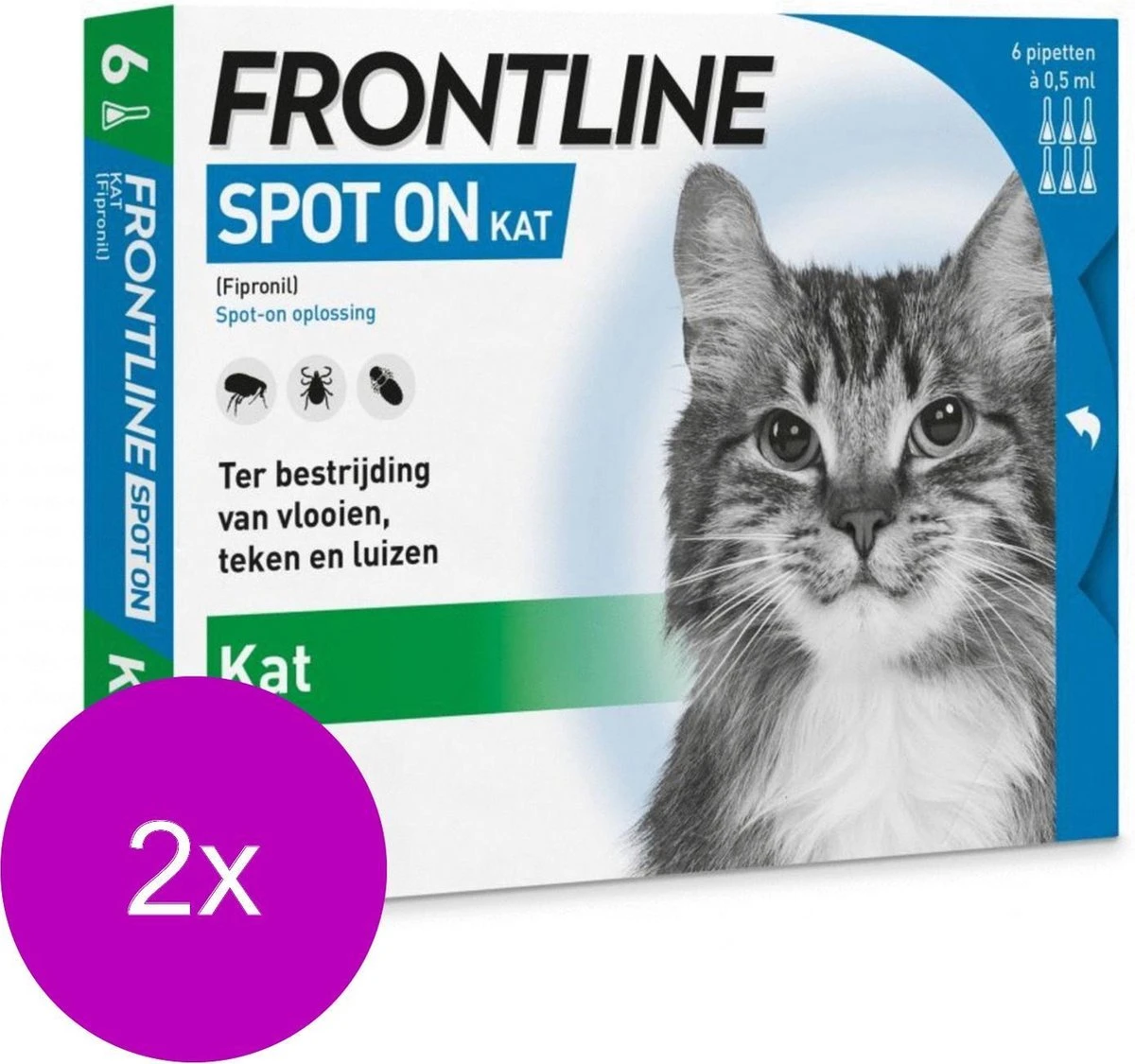 Frontline Spot On Kat - Anti Vlooien En Tekenmiddel - 2 X 6 Pip 4 Frontline Spot On Kat - Anti Vlooien En Tekenmiddel - 2 X 6 Pip - Afbeelding 2