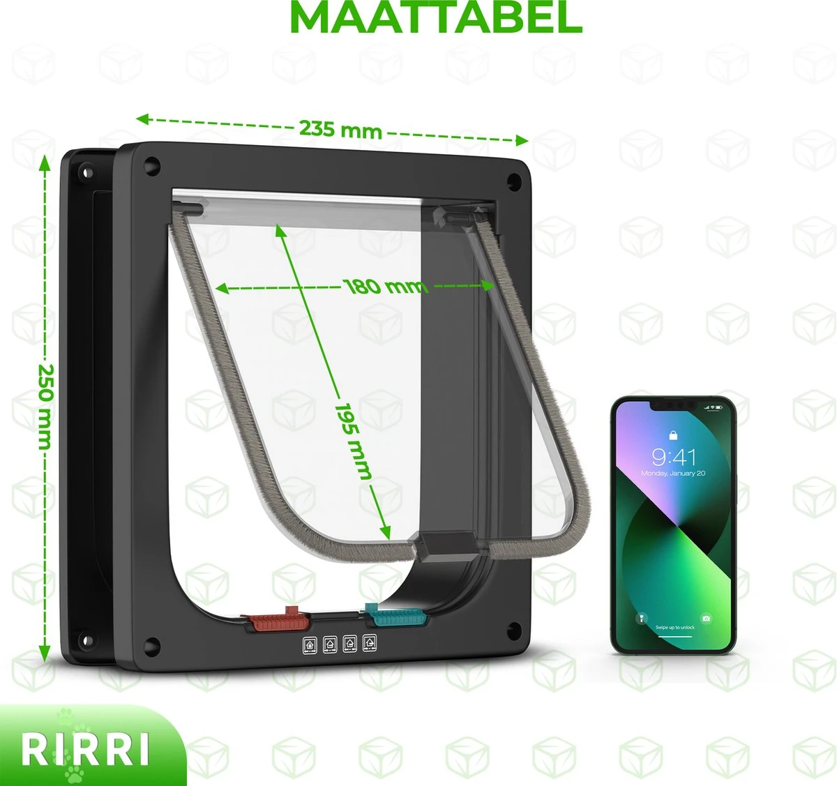 Rirri Kattenluik Met Tunnel - 4 Vergrendelingsstanden - Weersbestendig - Binnen En Buiten - Maat L - Zwart - 25,5 X 23.5 Cm 4 Rirri Kattenluik Met Tunnel - 4 Vergrendelingsstanden - Weersbestendig - Binnen En Buiten - Maat L - Zwart - 25,5 X 23.5 Cm - Afbeelding 2