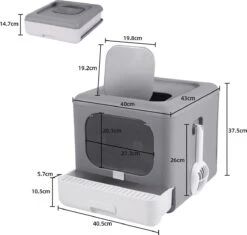 Kattenbak Groot - Kattenbak XXL - Kattenbak Grote Katten - Opvouwbaar – Grijs -Winkel Voor Kattenbenodigdheden 1200x1143 5