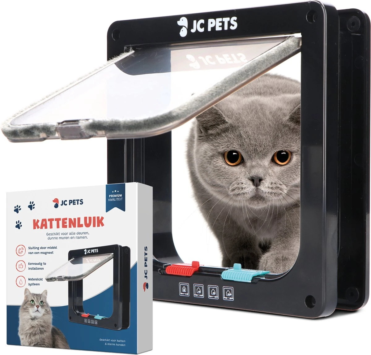 JC Pets Premium Kattenluik - Inclusief Tunnel - 4 Vergrendelingsstanden - Zwart - 20 X 19 X 5.5 Cm - Waterdicht 3 JC Pets Premium Kattenluik - Inclusief Tunnel - 4 Vergrendelingsstanden - Zwart - 20 X 19 X 5.5 Cm - Waterdicht
