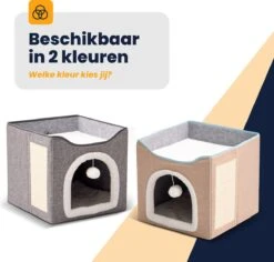 MIRO Katten Huis - Kattenhuizen - Kattenhok - Kattenmand - Dierenhuis - Opvouwbaar - Met Krabmat - Abrikoos -Winkel Voor Kattenbenodigdheden 1200x1148 3