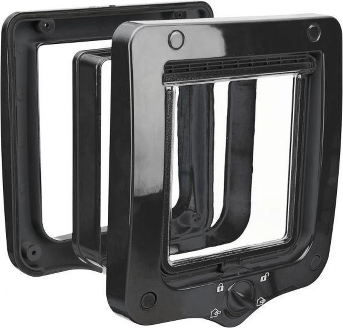 Trixie 4-Weg Kattenluik Inclusief Tunnelstuk Zwart - 20X22 CM 3 Trixie 4-Weg Kattenluik Inclusief Tunnelstuk Zwart - 20X22 CM