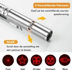 DOWO® - Laserpen - USB Oplaadbaar - Kattenspeeltjes - 7 Verschillende Standen - Laserlampje - RVS Zilver - Laser Pointer -Winkel Voor Kattenbenodigdheden 1200x1161 14
