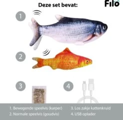 Filo Elektrisch Kattenspeeltje Bewegende Vis 30CM Met Kattenkruid + Goudvis 20CM - Interactief Speelgoed Katten - Elektronisch Kattenspeelgoed - Dansende Elektrische Speelvis Kat - Kattenspeeltjes Intelligentie - Speelgoed Kittens - Speeltjes Kitten -Winkel Voor Kattenbenodigdheden 1200x1170 11