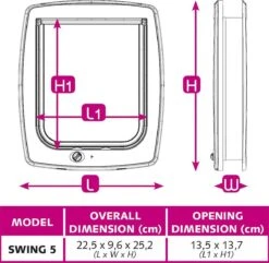 Ferplast Swing Poezendeur 5T - Wit - 22,5 X 9,6 X 25,2 Cm -Winkel Voor Kattenbenodigdheden 1200x1170 3