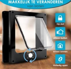 Gluxury Kattenluik Zwart Met Tunnel - 4 Vergrendelingsstanden - Weerbestendig - Binnen En Buiten - Maat L - Nederlandse Handleiding -Winkel Voor Kattenbenodigdheden 1200x1173 4