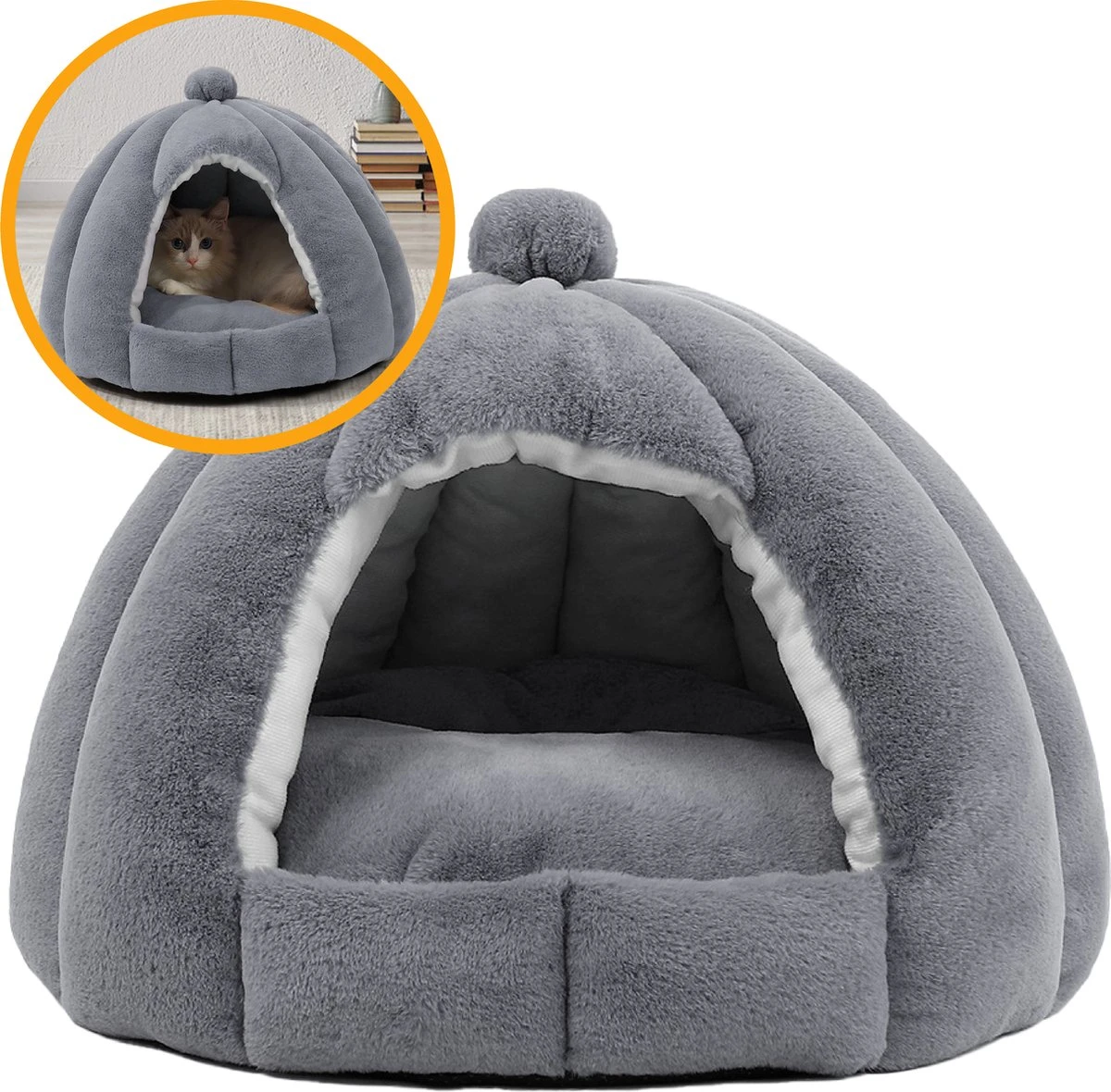 MIRO Katten Huis - Kattenhuizen - Kattenhok - Kattenmand - Dierenhuis - Extra Zacht - Grijs 2 MIRO Katten Huis - Kattenhuizen - Kattenhok - Kattenmand - Dierenhuis - Extra Zacht - Grijs